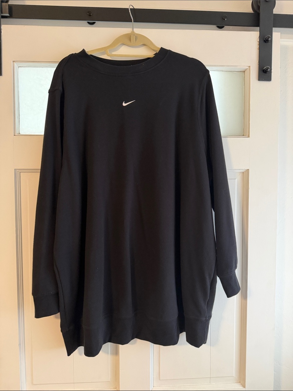 Nike Men’s Black Crewneck Sweatshirt with White Swoosh